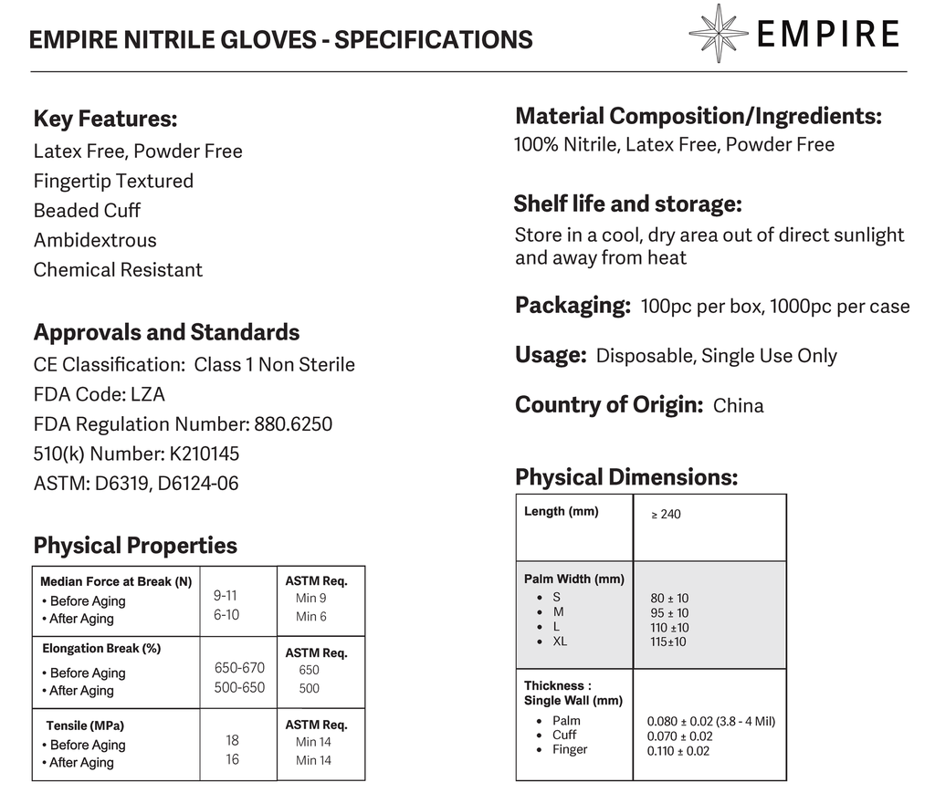 Nitrile Exam Gloves Empire - Case